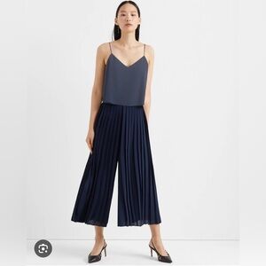 Club Monaco Navy Pleated Jumpsuit
